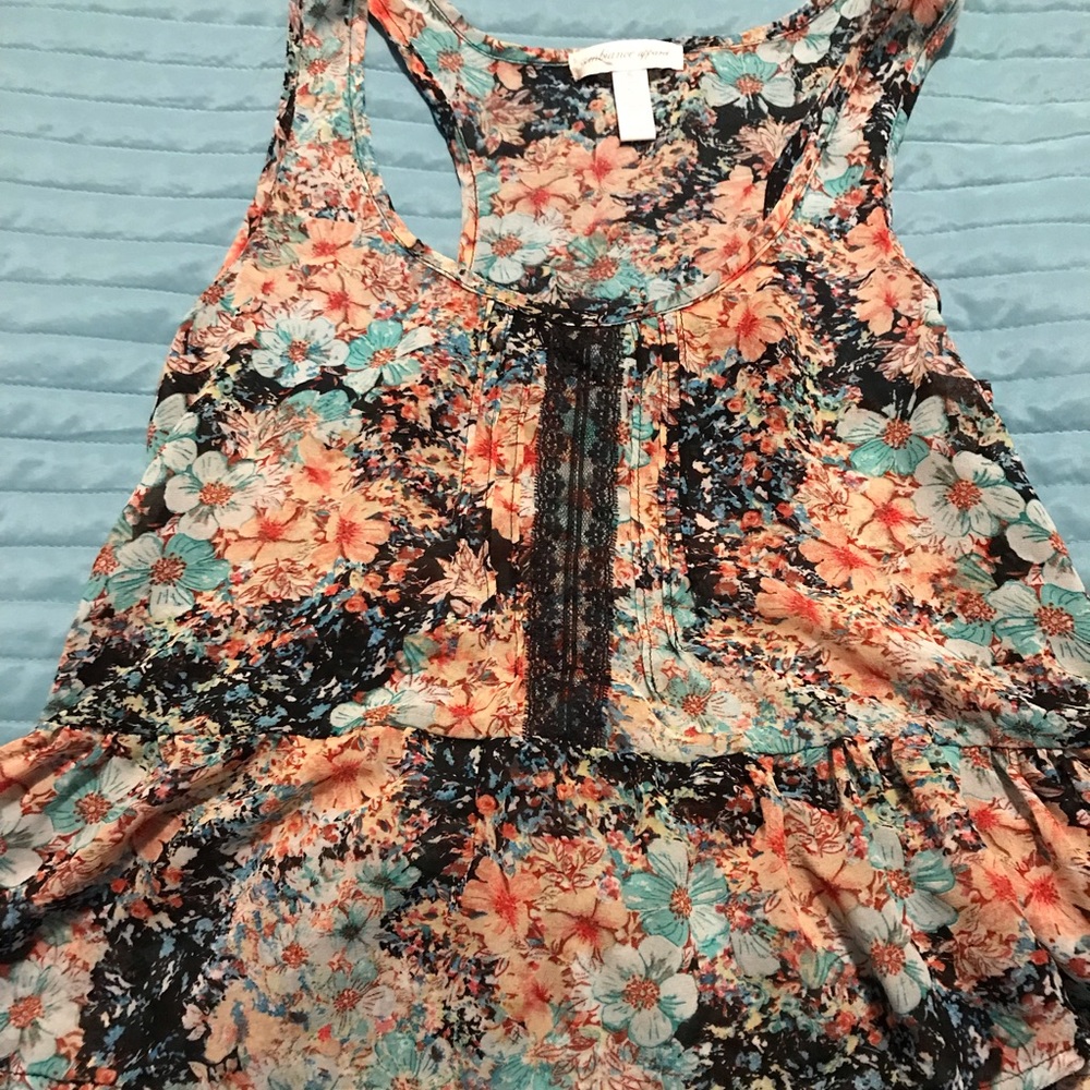 Forever 21 Flowery tank with lace size Medium.